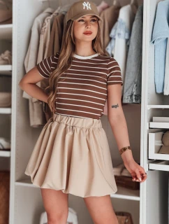 Dámska mini sukňa PUFFELLA light beige FashionStreet CY0503