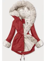 Parka s kožušinovou podšívkou tmavočervená (5M763-6)