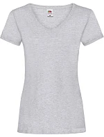 Fruit of the Loom Lady-Fit Valueweight V-Neck T Dámske tričko s výstrihom do V 16.1398 heather grey