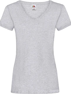 Fruit of the Loom Lady-Fit Valueweight V-Neck T Dámske tričko s výstrihom do V 16.1398 heather grey