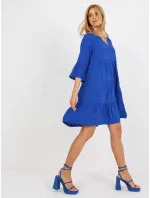 Šaty D73761M30214B kobaltovo modré