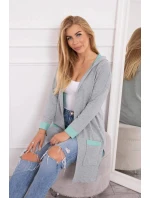 Dvojfarebná pláštenka s kapucňou 21679 mätová+šedá - Kesi