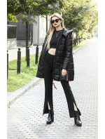 Čierna dámska bunda s ozdobnými lampasmi (AG1-J9002)