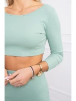 Súprava blúzky a sukne tmavo mätová