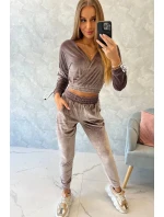 Velúrová súprava s nápisom Queen grey