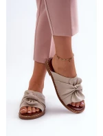 Klapki Damskie Na Płaskim Obcasie Beżowe Nelvira
