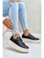 Dámske kožené tenisky na platforme s brošňou Vinceza Black Dámske kožené tenisky na platforme s brošňou Vinceza Black