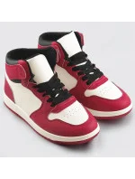Červeno-biele dámske tenisky sneakers nad členky (XA069)