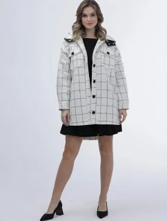 Dámska károvaná košeľová bunda vo farbe ecru (AG3-1813)