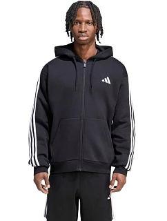 Pánska mikina adidas Essentials 3-Stripes Fleece Full-Zip Hoodie, čierna, KY6559