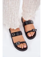 Klapki Damskie Z Klamrami Czarne Brinella