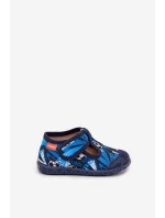 Dětské pantofle Milami na suchý zip míčky tmavě modré Jasimrra