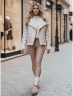 Dámska semišová bunda SOFTSTILL s ovčou kožou biela FashionStreet TY4748z