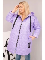 Dámska prešívaná bunda s kapucňou a HOPE svetlo fialová Dámska prešívaná bunda s kapucňou a HOPE svetlo fialová