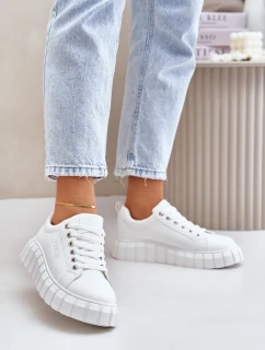 Ocieplane Sneakersy Damskie Big Star MM274616 Białe