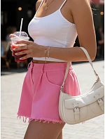 Dámske džínsové šortky na leto s voľnou nohou ružové FashionStreet SY0535 Dámske džínsové šortky na leto s voľnou nohou ružové FashionStreet SY0535