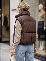 Dámska krátka prešívaná zateplená vesta, hnedá, FashionStreet TY5972