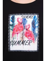 Blúzka s 3D grafikou plameniaka čierna