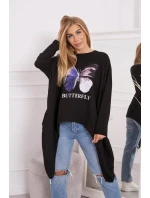 Oversize blúzka s potlačou čierna