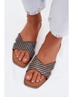 Dámské ploché nazouváky se štrasem Černé Zinnia