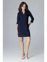 Dámske šaty L004 tmavo modré - Lenitif