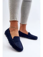 Damskie Zamszowe Mokasyny Granatowe Ranica