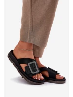 Pachnące Klapki Damskie Z Ozdobną Klamrą ZAXY RR285078 Czarne