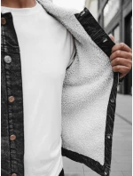 Pánska zateplená džínsová bunda s ovčou kožušinou sivá FashionStreet TX4728z