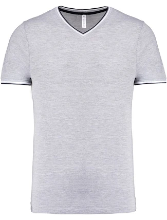 Kariban K 374 Pánske tričko s piké vzorom a výstrihom do V 20.K374 oxford grey/navy/white Kariban K 374 Pánske tričko s piké vzorom a výstrihom do V 20.K374 oxford grey/navy/white