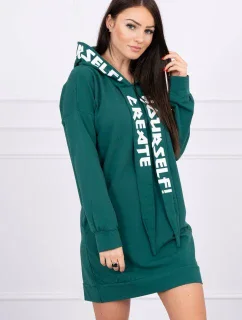 Oversize šaty s kapucňou tmavo zelené