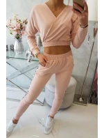 Sada s ozdobnými stuhami tmavo púdrovo ružová