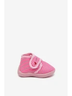 Detské papuče na suchý zips s prúžkami - ružové Lavelle Detské papuče na suchý zips s prúžkami - ružové Lavelle