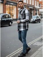 Pánska čierno-biela kockovaná flanelová košeľa FashionStreet DX2675