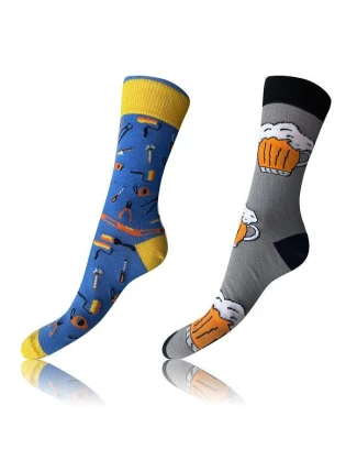 Veselé ponožky 2 páry CRAZY SOCKS 2x - BELLINDA - sivé