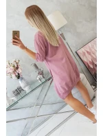 Šaty s potlačou a rozšírenou spodnou časťou tmavo ružové