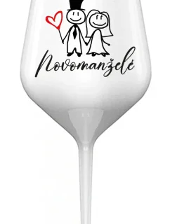 NOVOMANŽELÉ - bílá nerozbitná sklenice na víno 470 ml