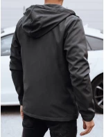 Pánska prechodná softshellová bunda s kapucňou tmavosivá FashionStreet TX4817