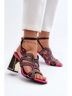 Zdobione Sandały Damskie Na Słupku D&A CR952 Czarne