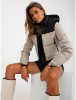 Dámska bunda NM KR D2 3825 77P čierna a béžová