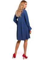 Dámske šaty s raglánovými rukávmi M465 modré - MOE Dámske šaty s raglánovými rukávmi M465 modré - MOE
