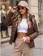 Dámska prešívaná bunda s kapucňou, hnedá, FashionStreet TY5861 Dámska prešívaná bunda s kapucňou, hnedá, FashionStreet TY5861