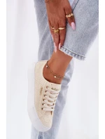 Trampki Damskie Z Koronką Lee Cooper LCW-25-31-3440L Beżowe