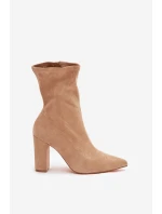 Dámské semišové kotníkové boty s prošitím béžové Rosivelle