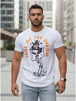 Pánske biele tričko s potlačou FashionStreet RX5619