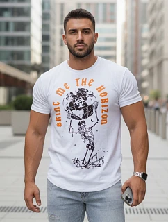 Pánske biele tričko s potlačou FashionStreet RX5619