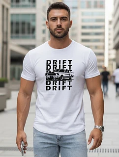 DRIFT FashionStreet pánske bavlnené tričko s potlačou biele NX5081R