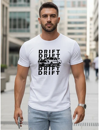 DRIFT FashionStreet pánske tričko s potlačou biele NX5081R