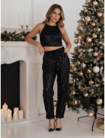 Dámske nohavice SPARKZON v jednej veľkosti s flitrami čierne FashionStreet UY2257