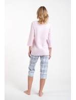 Dámske pyžamo Allison s 3/4 rukávmi a 3/4 nohavicami - ružová/potlač