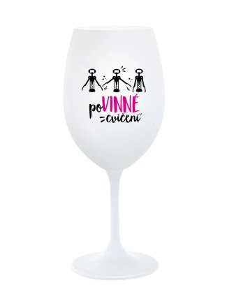 POVINNÉ CVIČENÍ - bílá  sklenice na víno 350 ml